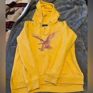 American Eagle Outfitters Mustard Hoodie with Eagle Design